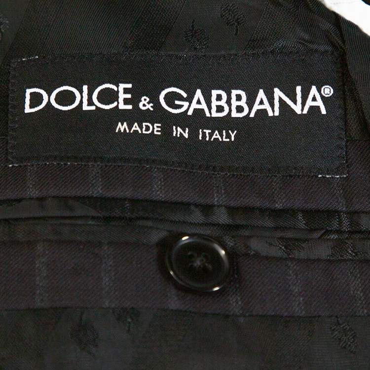 Pre Owned Dolce & Gabbana Dark Grey Striped Wool Tailored Jacket XS