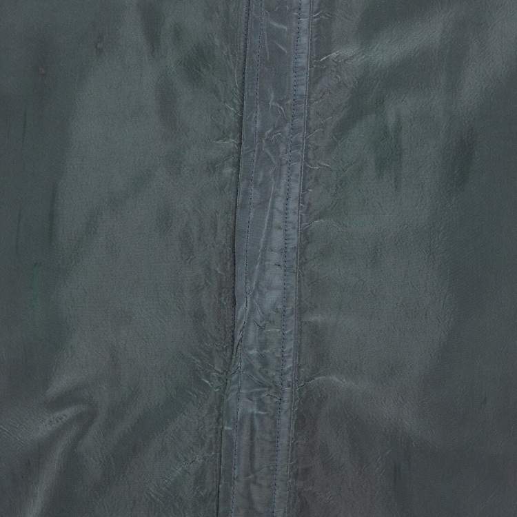 Pre Owned Dolce & Gabbana Dark Green Leather Trim Zip Front Jacket M