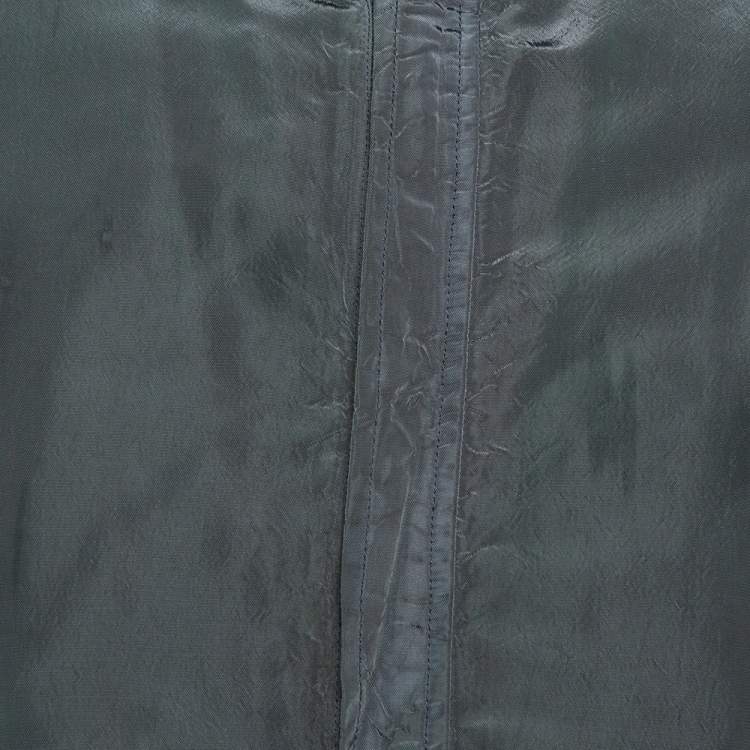 Pre Owned Dolce & Gabbana Dark Green Leather Trim Zip Front Jacket M