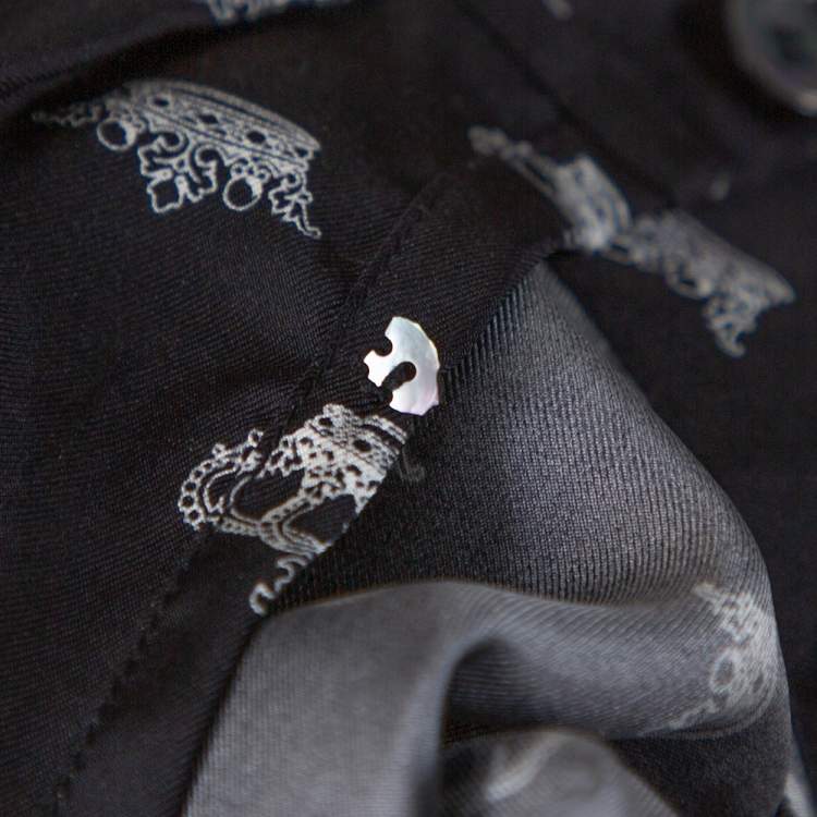Pre Owned Dolce & Gabbana Monochrome Silk Satin Crown Print Pyjama Shirt M