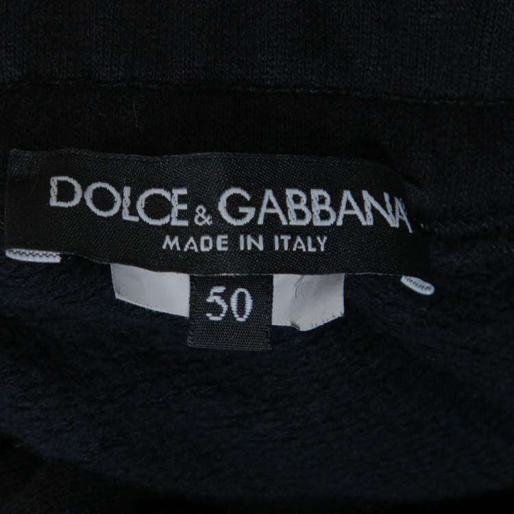 Pre Owned Dolce & Gabbana  Black Knit Drawstring Waist Tapered Jogger Pants L