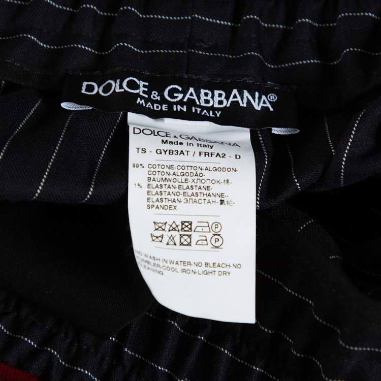 مملوكة مسبقًا Dolce & Gabbana Black Pinstriped Cotton Contrast Side Stripe Pants XL