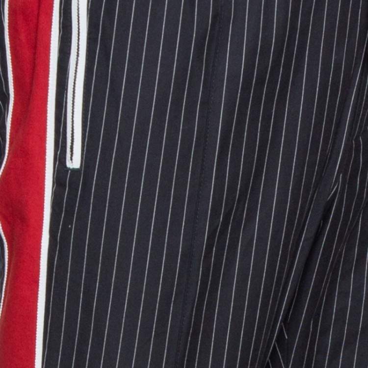 مملوكة مسبقًا Dolce & Gabbana Black Pinstriped Cotton Contrast Side Stripe Pants XL
