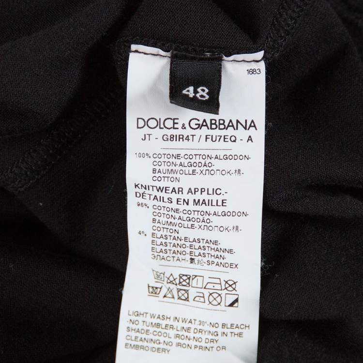 Pre Owned Dolce & Gabbana Black Logo Print Cotton Crew Neck T-Shirt M