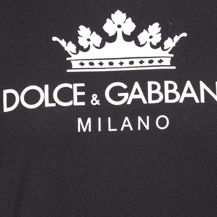 Pre Owned Dolce & Gabbana Black Logo Print Cotton Crew Neck T-Shirt M