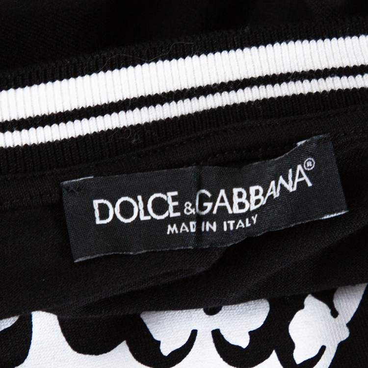 Pre Owned Dolce & Gabbana Black Logo Print Cotton Crew Neck T-Shirt M