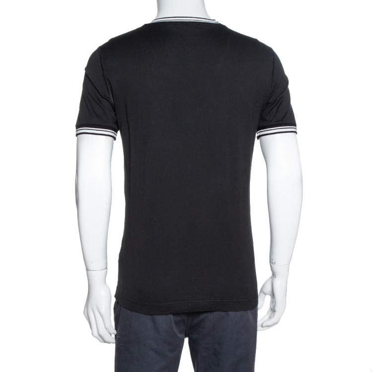 Pre Owned Dolce & Gabbana Black Logo Print Cotton Crew Neck T-Shirt M