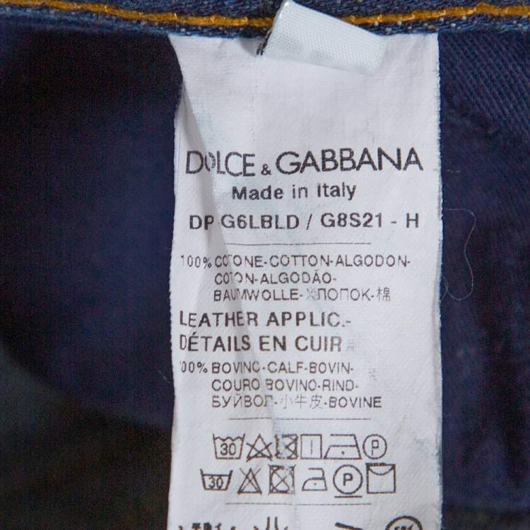 Pre Owned Dolce & Gabbana 14 Gold Blue Denim Straight Leg Jeans S