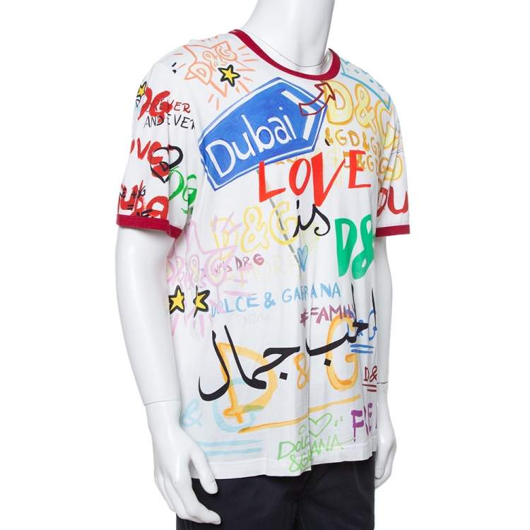 Dolce & Gabbana White Dubai Graffiti Print Cotton T-Shirt 5XL Dolce &  Gabbana | TLC