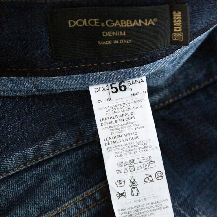 Pre Owned Dolce & Gabbana Blue Distressed Denim Patch Detail Jeans XXXL
