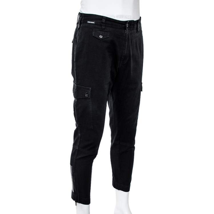 مملوكة مسبقًا Dolce & Gabbana Black Cotton Cropped Cargo Pants XL