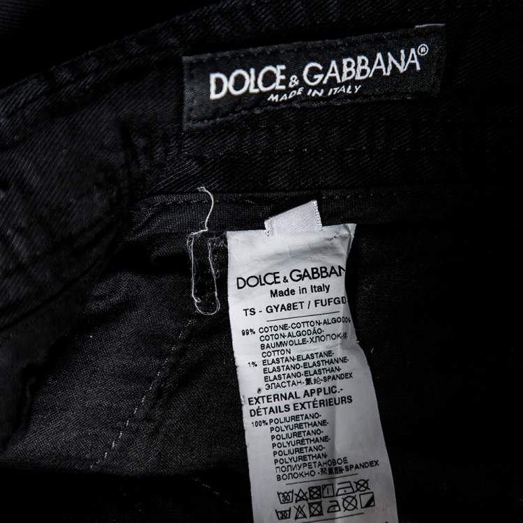 مملوكة مسبقًا Dolce & Gabbana Black Cotton Cropped Cargo Pants XL
