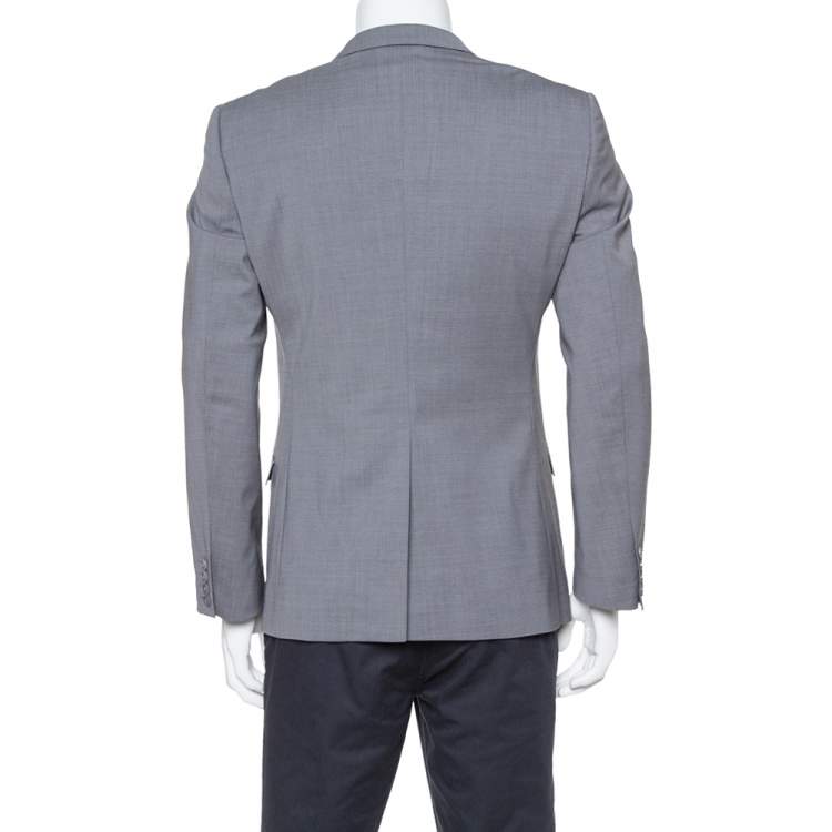 Pre Owned Dolce & Gabbana Gold Grey Wool Two Buttoned Jacket L