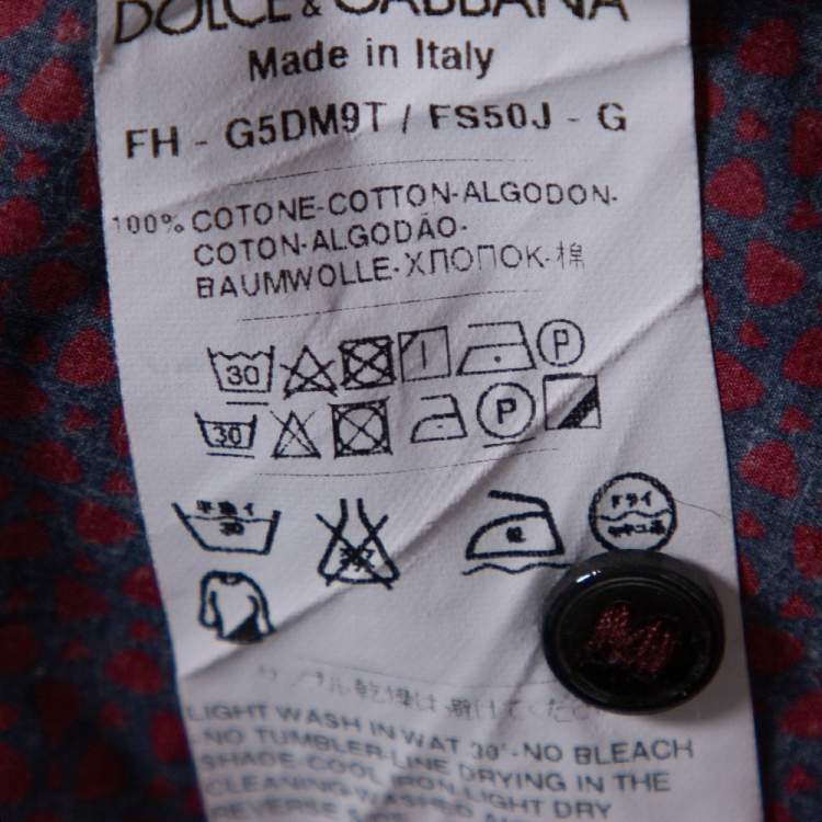 Pre Owned Dolce & Gabbana Gold Navy Printed Cotton Button Down Shirt XL