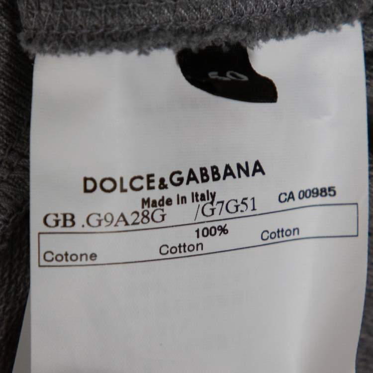 مملوكة مسبقًا Dolce & Gabbana Grey Mélang Cotton Italia 39 Short Sleeve Hoodie L