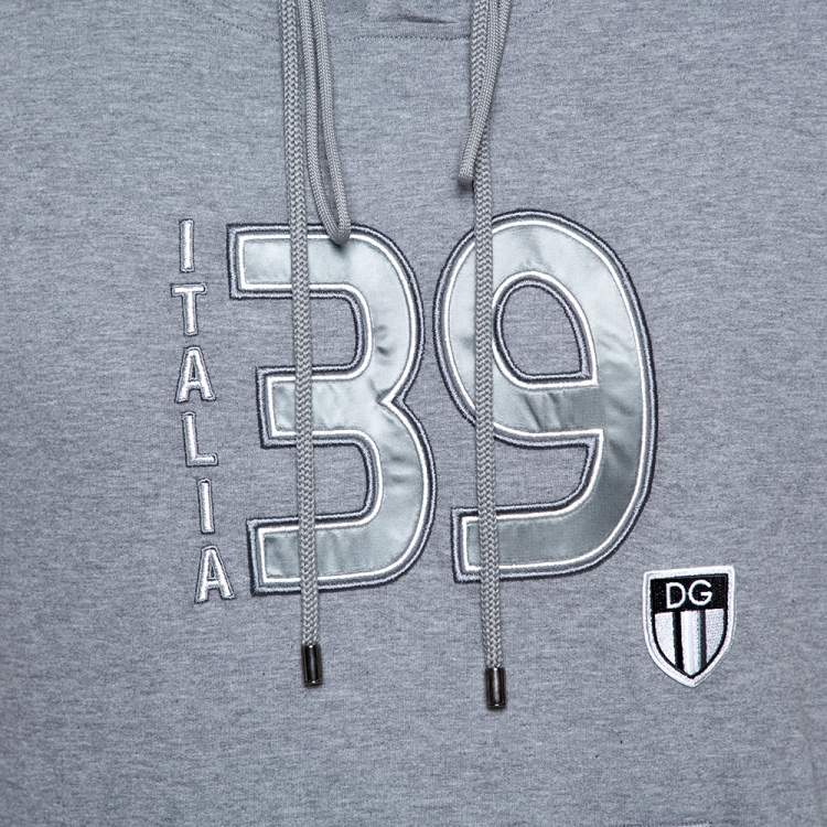 مملوكة مسبقًا Dolce & Gabbana Grey Mélang Cotton Italia 39 Short Sleeve Hoodie L