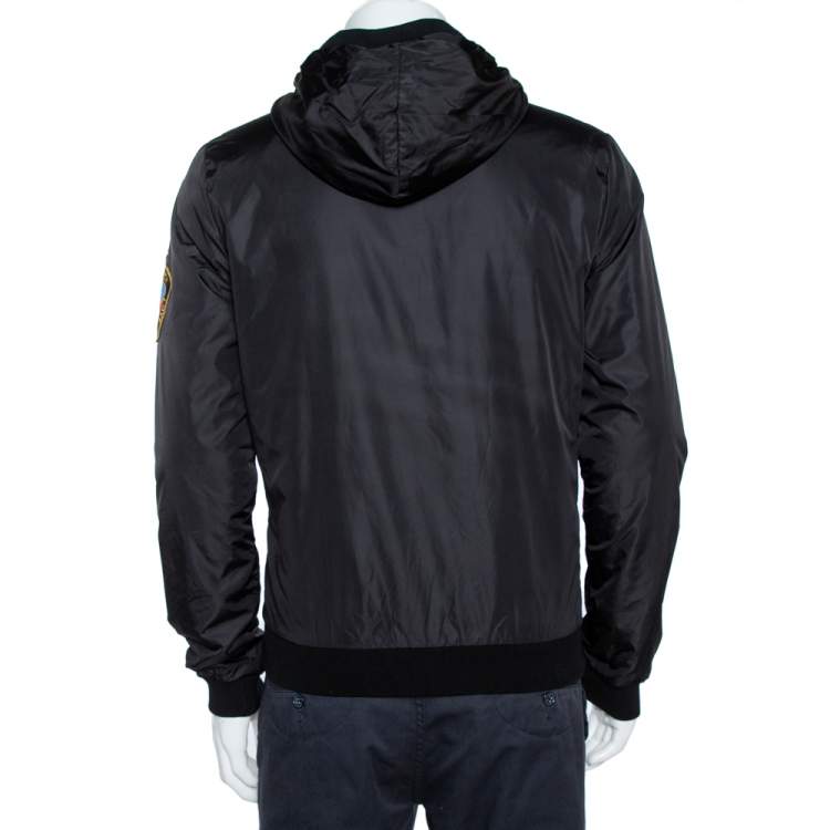 Pre Owned Dolce & Gabbana Black Owl patch Hoodie Bomber jacket M