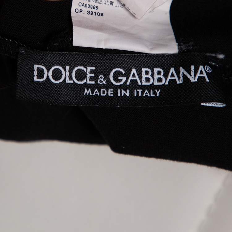 Pre Owned Dolce & Gabbana Black Cotton Jersey Logo Embroidered T-Shirt 4XL