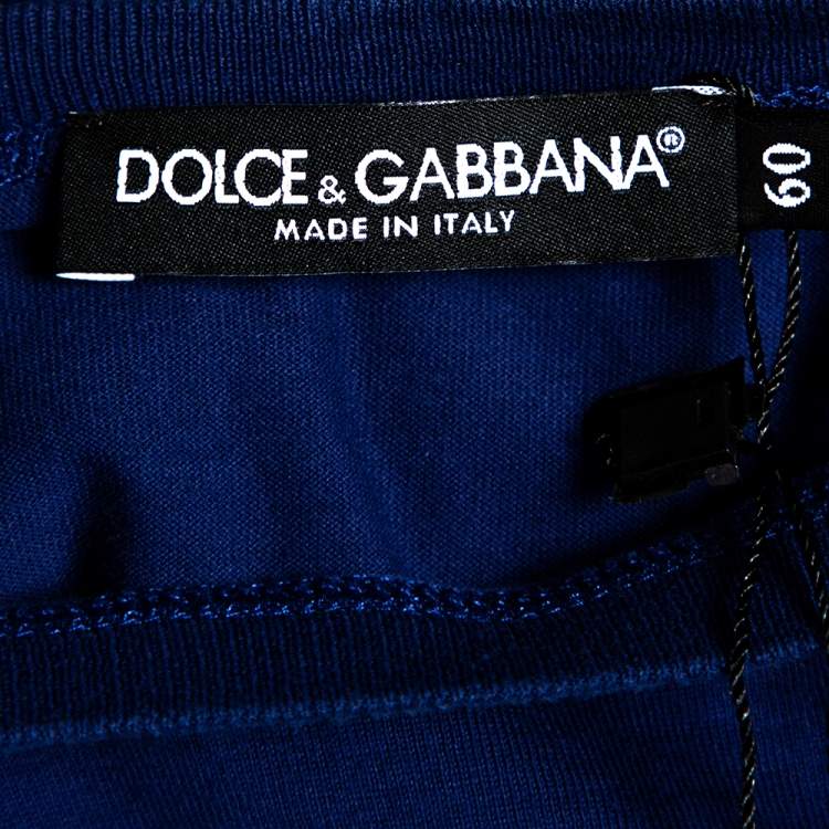 Pre Owned Dolce & Gabbana Blue Cotton Logo Print Crew Neck T-Shirt 5XL