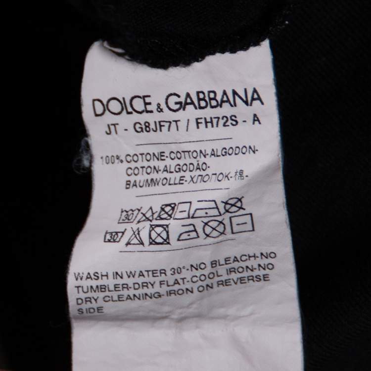 Pre Owned Dolce & Gabbana Black Royal Print Cotton Crew Neck T-Shirt 5XL