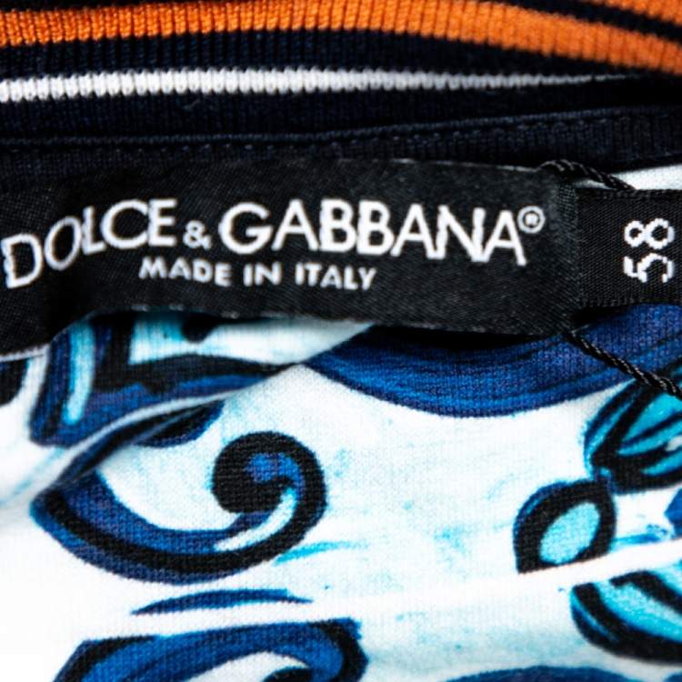 Pre Owned Dolce & Gabbana Multicolor Majolica Print Cotton T-Shirt 4XL