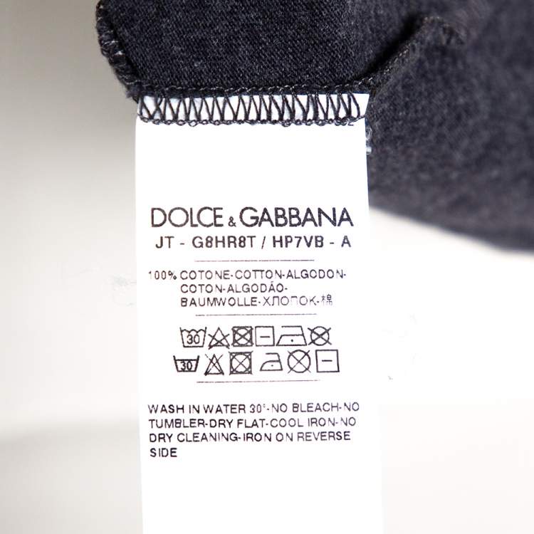 Pre Owned Dolce & Gabbana Grey Cotton Royal Print T-Shirt M