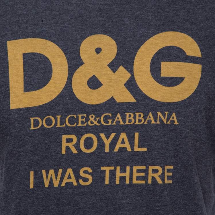 Pre Owned Dolce & Gabbana Grey Cotton Royal Print T-Shirt M