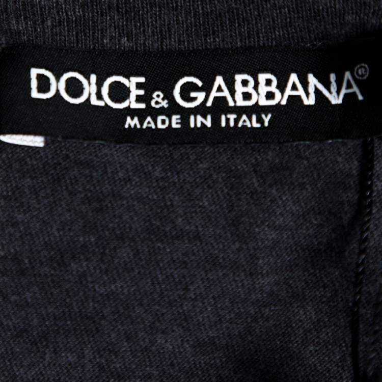 Pre Owned Dolce & Gabbana Grey Cotton Royal Print T-Shirt M