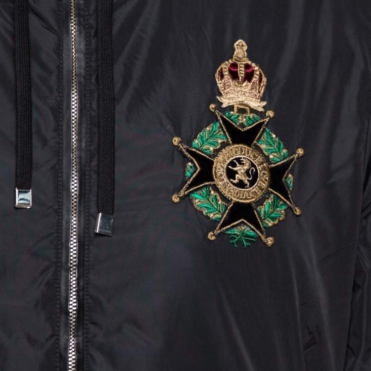 مملوكة مسبقًا Dolce & Gabbana Black Synthetic Hooded Bomber Jacket XL