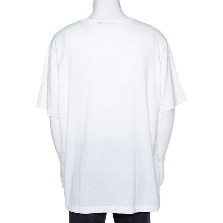 Pre Owned Dolce & Gabbana White Cotton Jersey Rose Print T-Shirt 4XL