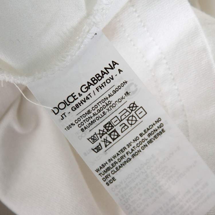 Pre Owned Dolce & Gabbana White Cotton Jersey Rose Print T-Shirt 4XL