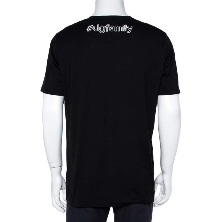 Pre Owned Dolce & Gabbana Black Cotton Crown Embellished T- Shirt 4XL 