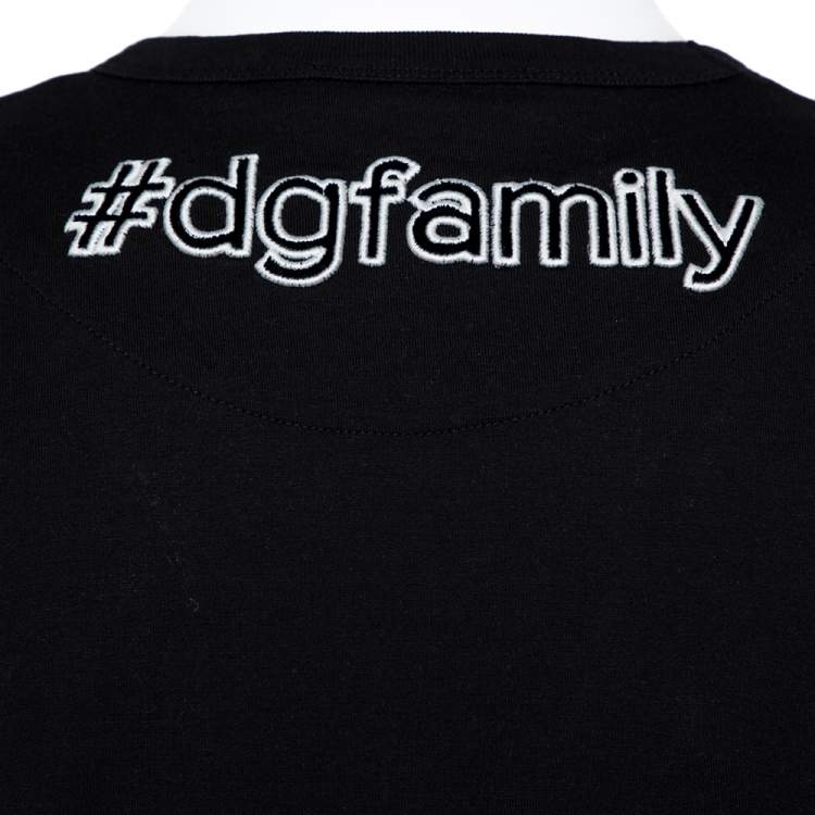 Pre Owned Dolce & Gabbana Black Cotton Crown Embellished T- Shirt 4XL 