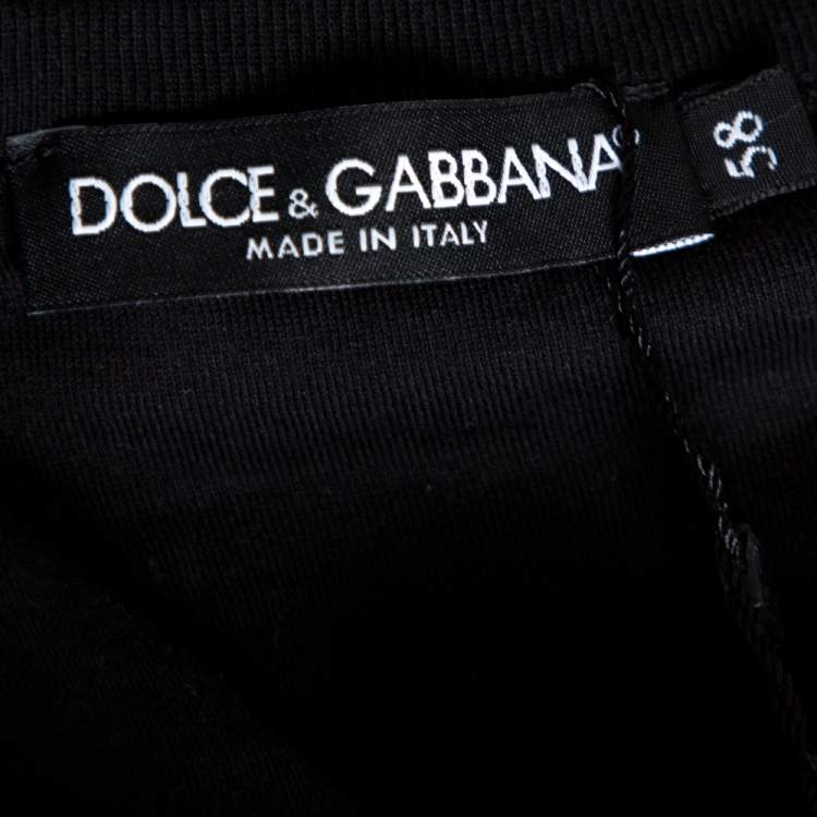 Pre Owned Dolce & Gabbana Black Cotton Crown Embellished T- Shirt 4XL 