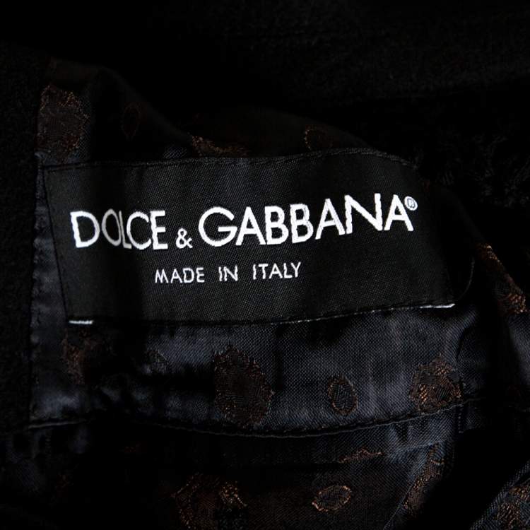Pre Owned Dolce & Gabbana Black Double Breasted Wool Coat M
