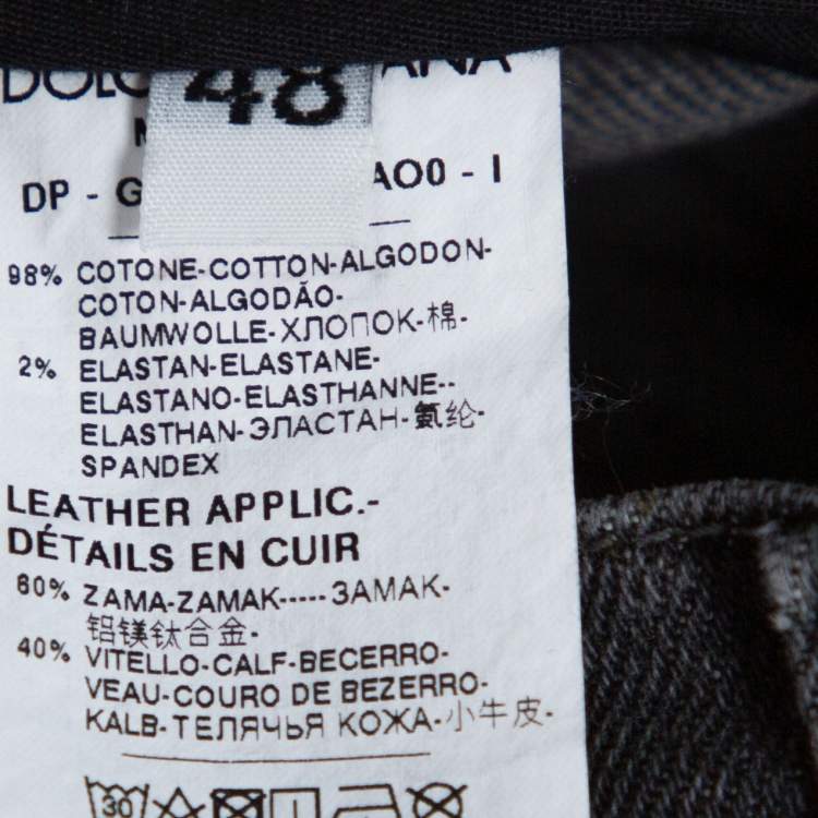 Pre Owned Dolce & Gabbana Grey Distressed Denim Skinny Jeans M