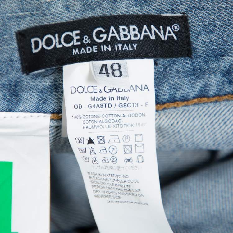 Pre Owned Dolce & Gabbana Blue Medium Wash Denim Straight Leg Jeans M