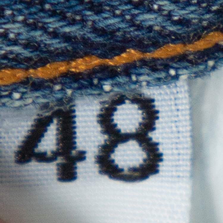 Pre Owned Dolce & Gabbana Blue Distressed Denim Straight Leg Jeans M