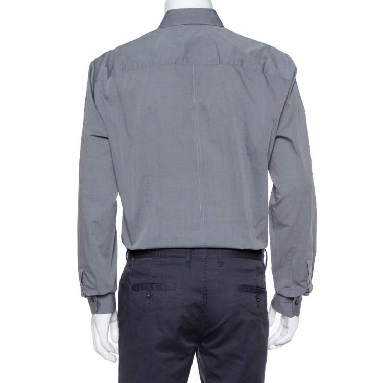 Pre Owned Dolce & Gabbana Grey Cotton Long Sleeve Martini Shirt 3XL
