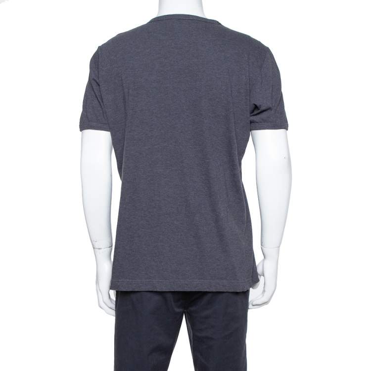 Pre Owned Dolce & Gabbana Grey Cotton Royal Print T Shirt L