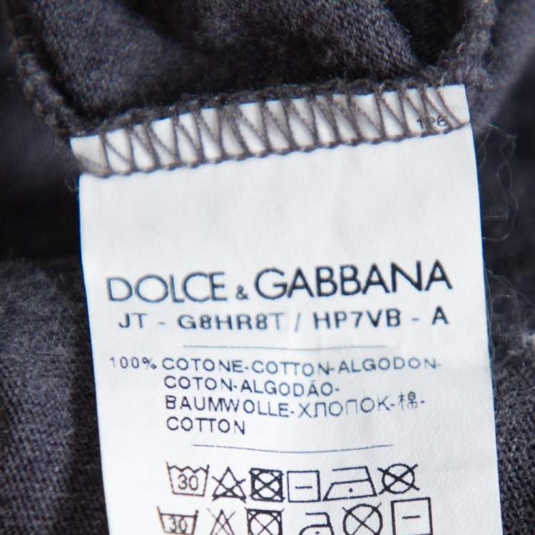Pre Owned Dolce & Gabbana Grey Cotton Royal Print T Shirt L