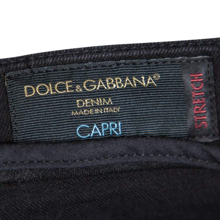Pre Owned Dolce & Gabbana Capri Black Denim Stretch Jeans L