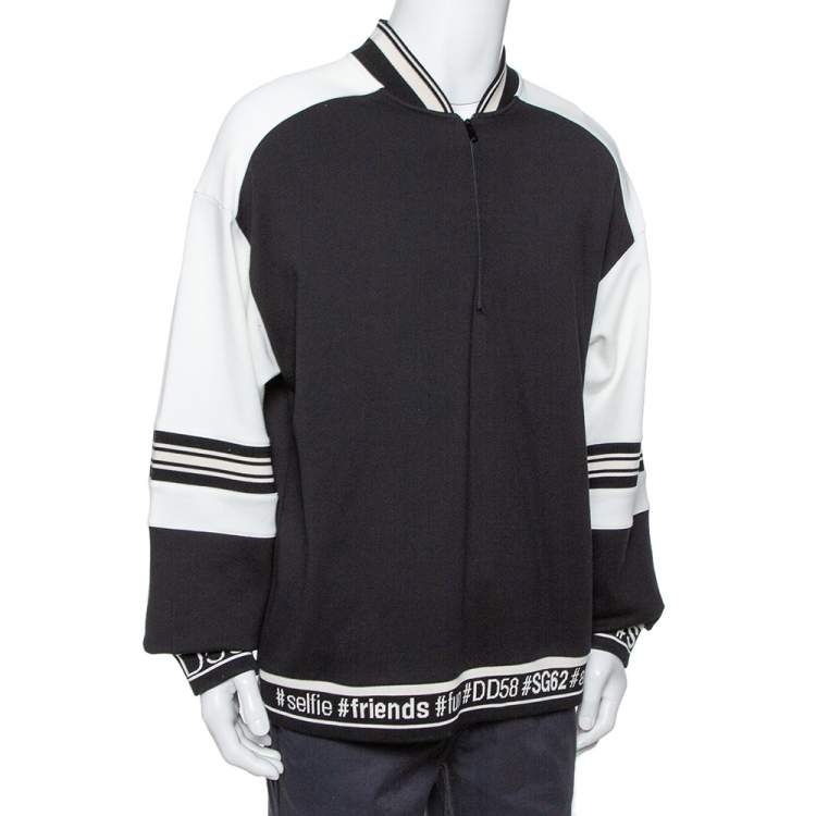 Pre Owned Dolce & Gabbana Monochrome Cotton Drop Shoulder Paneled Jumper 3XL