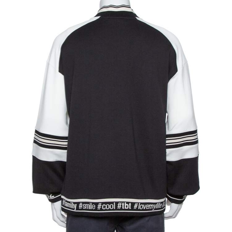 Pre Owned Dolce & Gabbana Monochrome Cotton Drop Shoulder Paneled Jumper 3XL