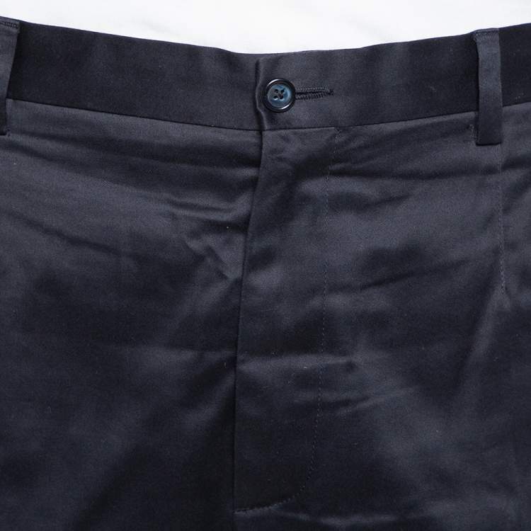 Pre Owned Dolce & Gabbana Navy Blue Coated Cotton Classic Trousers 4XL
