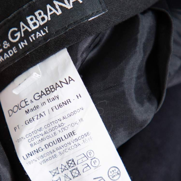 Pre Owned Dolce & Gabbana Navy Blue Coated Cotton Classic Trousers 4XL