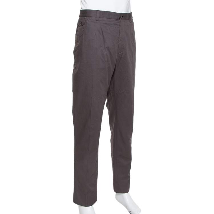 مملوكة مسبقًا Dolce & Gabbana Grey Coated Cotton Classic Trousers 4XL