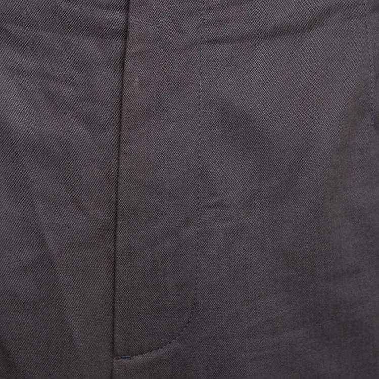 مملوكة مسبقًا Dolce & Gabbana Grey Coated Cotton Classic Trousers 4XL