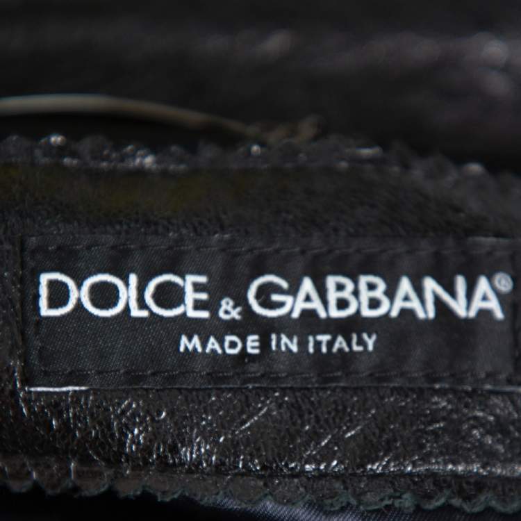 Pre Owned Dolce & Gabbana Black Leather Long Jacket XL