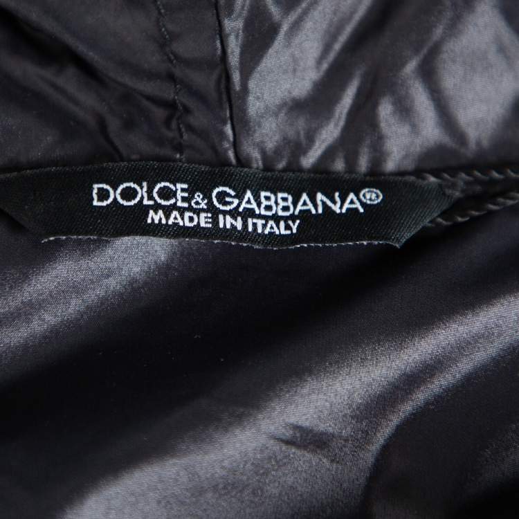 Pre Owned Dolce & Gabbana Black Synthetic Zip Front Hooded Jacket M